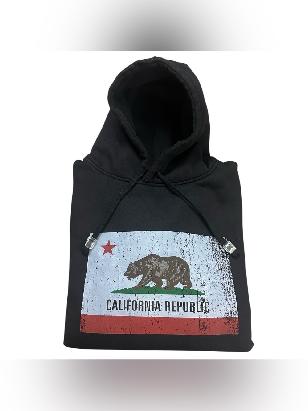 Pro Team California Republic Flag Hoodie Black Heavyweight Pullover 2XL